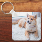 Aangepaste foto-plaatsnaam Cute Custom Photo Pet D Sleutelhanger (Voorkant)