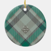 Aangepaste foto Plaid Groene Elegante Kerstvakanti Keramisch Ornament (Achterkant)