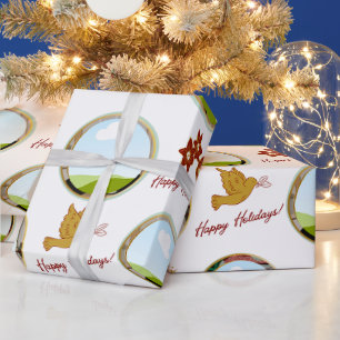 Aangepaste foto & poinsettia cadeaupapier