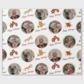 Aangepaste foto & poinsettia cadeaupapier (Vlak)