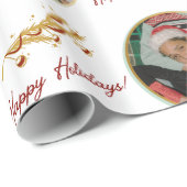 Aangepaste foto & poinsettia cadeaupapier (Rol Hoek)