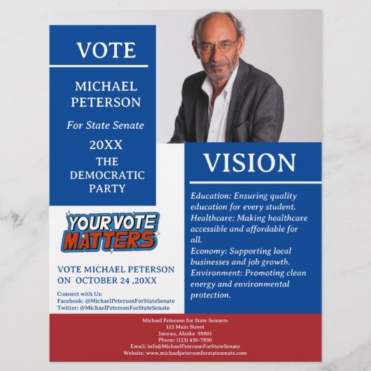 Aangepaste foto politieke campagne flyer (Voorkant)