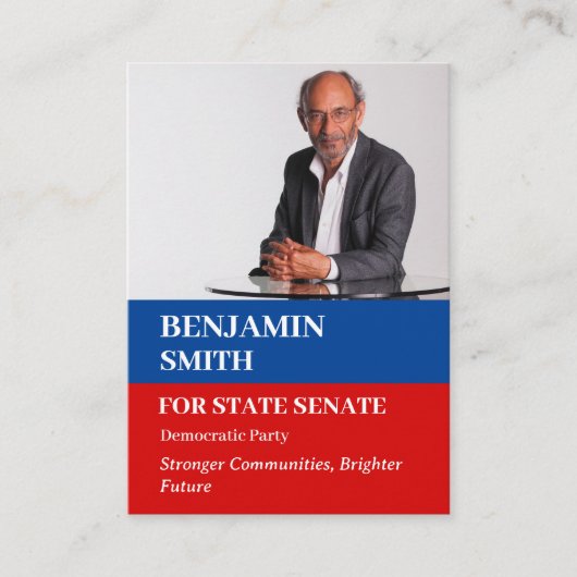 Aangepaste foto politieke campagne politicus visitekaartje (Voorkant)