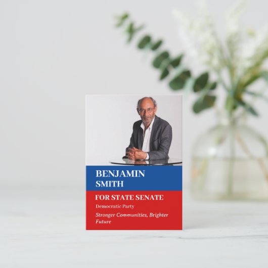 Aangepaste foto politieke campagne politicus visitekaartje (Staand voorkant)