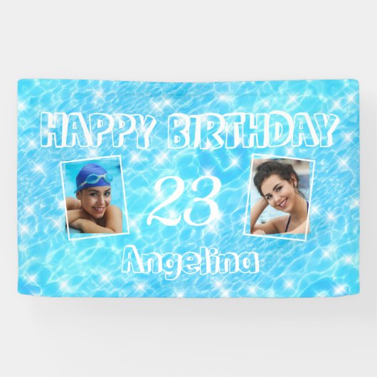 Aangepaste foto Pool Party Strand Bruiloft Zomer P Spandoek (Horizontaal)