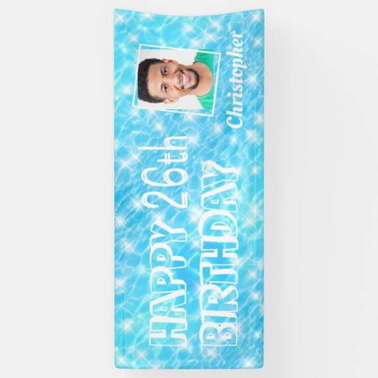Aangepaste foto Pool verjaardagsfeestje waterrimpe Spandoek (Verticaal)