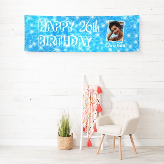 Aangepaste foto Pool verjaardagsfeestje waterrimpe Spandoek (Insitu)