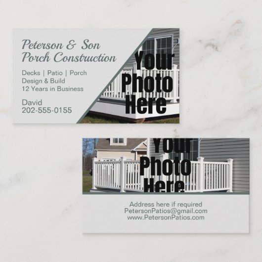 Aangepaste foto-poort Patio Deck Construction Visitekaartje (Voorkant / Achterkant)