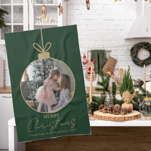 aangepaste foto Prettig kerstfeest kerstbal Theedoek