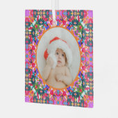 Aangepaste foto Prettig kerstfeest modern kleurrij Glas Ornament (Voorkant links)