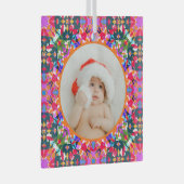 Aangepaste foto Prettig kerstfeest modern kleurrij Glas Ornament (Voorkant Rechts)