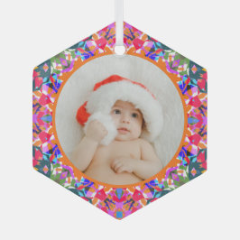 Aangepaste foto Prettig kerstfeest modern Kleurrij Glas Ornament