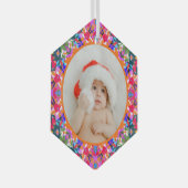 Aangepaste foto Prettig kerstfeest modern Kleurrij Glas Ornament (Voorkant Rechts)