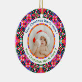 Aangepaste foto Prettig kerstfeest modern Kleurrij Keramisch Ornament (Rechts)
