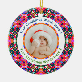 Aangepaste foto Prettig kerstfeest modern Kleurrij Keramisch Ornament