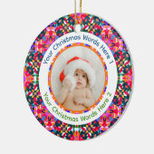 Aangepaste foto Prettig kerstfeest modern Kleurrij Keramisch Ornament (Links)
