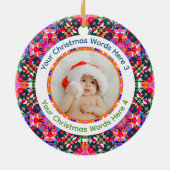 Aangepaste foto Prettig kerstfeest modern Kleurrij Keramisch Ornament (Achterkant)