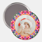 Aangepaste foto Prettig kerstfeest modern kleurrij Magneet (Voorkant / Achterkant)