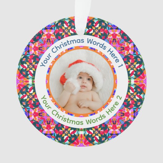 Aangepaste foto Prettig kerstfeest modern Kleurrij Ornament (voorkant)