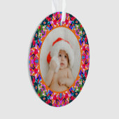 Aangepaste foto Prettig kerstfeest modern kleurrij Ornament (voorkant)