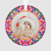 Aangepaste foto Prettig kerstfeest modern kleurrij Ornament (achterkant)
