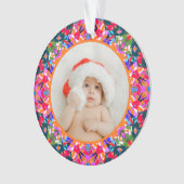 Aangepaste foto Prettig kerstfeest modern kleurrij Ornament (voorkant)