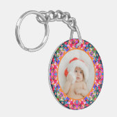 Aangepaste foto Prettig kerstfeest modern kleurrij Sleutelhanger (Voorkant Links)