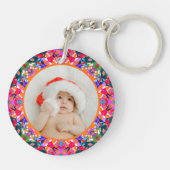 Aangepaste foto Prettig kerstfeest modern kleurrij Sleutelhanger (Achterkant)