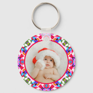 Aangepaste foto Prettig kerstfeest modern Kleurrij Sleutelhanger