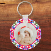 Aangepaste foto Prettig kerstfeest modern Kleurrij Sleutelhanger (Voorkant)