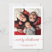 Aangepaste foto Prettig kerstfeest Rode script Min Feestdagenkaart (Voorkant)