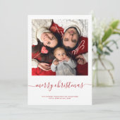 Aangepaste foto Prettig kerstfeest Rode script Min Feestdagenkaart (Staand voorkant)