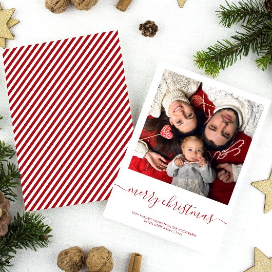 Aangepaste foto Prettig kerstfeest Rode script Min Feestdagenkaart