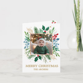 Aangepaste foto Prettig kerstfeest Waterverf Botan Feestdagen Kaart