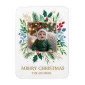 Aangepaste foto Prettig kerstfeest Waterverf Botan Magneet (Verticaal)