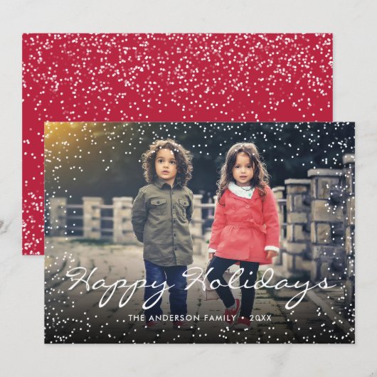 Aangepaste foto Prettige feestdagen kerstsnowflake Feestdagenkaart (Voorkant / Achterkant)