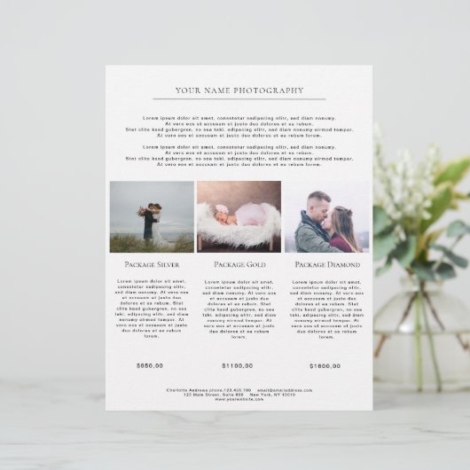 Aangepaste foto-prijslijsten (Staand voorkant)