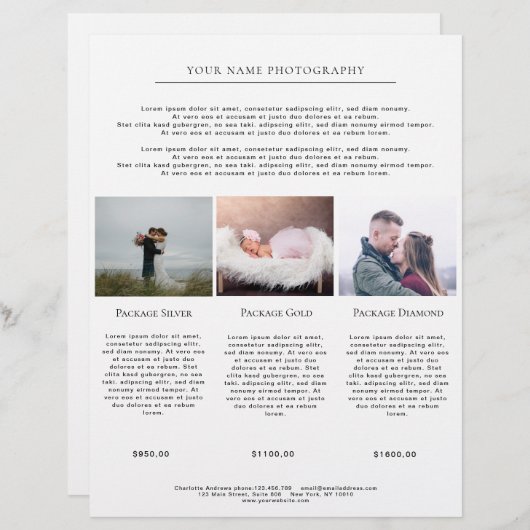 Aangepaste foto-prijslijsten (Voorkant / Achterkant)