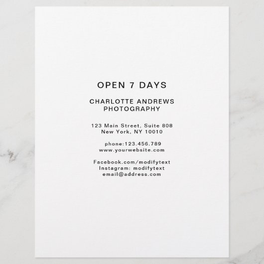 Aangepaste foto-prijslijsten (Achterkant)