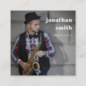 Aangepaste Foto Professionele Muzikant Minimal Vierkante Visitekaartje (Voorkant)