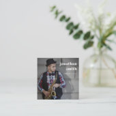 Aangepaste Foto Professionele Muzikant Minimal Vierkante Visitekaartje (Staand voorkant)