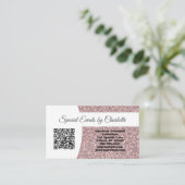 Aangepaste foto Professionele roze Glitter QR-code Visitekaartje (Staand voorkant)