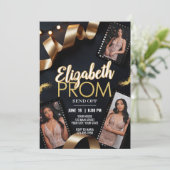 Aangepaste Foto Prom Verstuur Off Gouden Ribbon Fi Kaart (Staand voorkant)