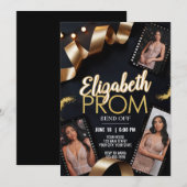 Aangepaste Foto Prom Verstuur Off Gouden Ribbon Fi Kaart (Voorkant / Achterkant)