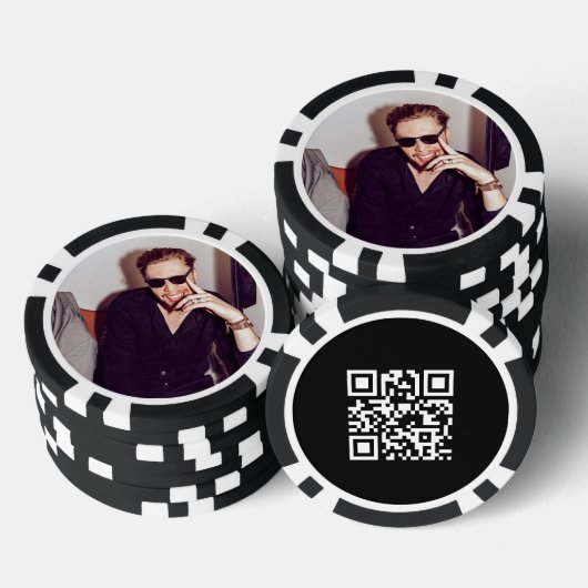 Aangepaste foto promotionele QR-code zwart wit Poker Chips (Opstapeling)