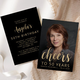 Aangepaste foto Proost 50ste verjaardagsfeest Kaart