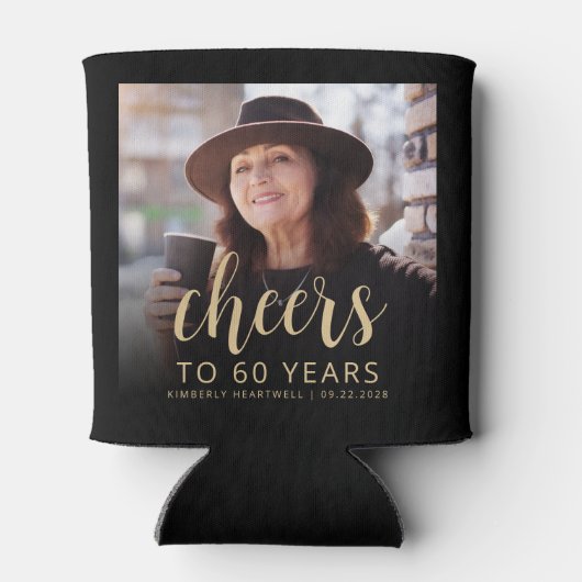 Aangepaste foto Proost 60e verjaardag Party Blikjeskoeler (Achterkant)