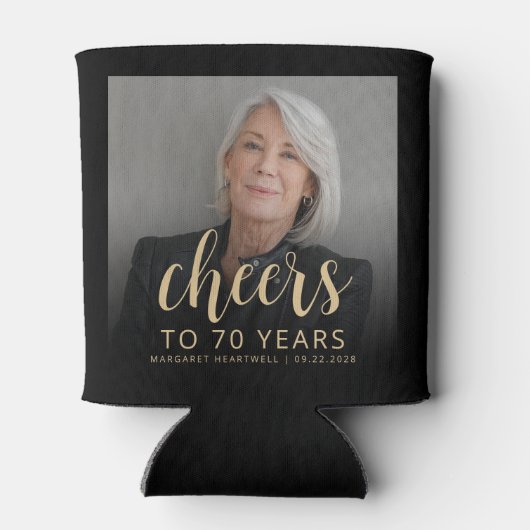 Aangepaste foto Proost 70e verjaardag Party Blikjeskoeler (Achterkant)