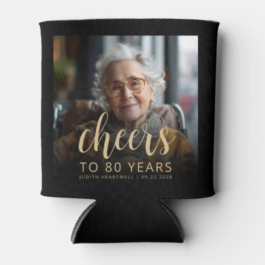 Aangepaste foto Proost 80ste verjaardagsfeest Blikjeskoeler (Voorkant)