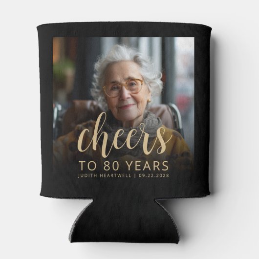 Aangepaste foto Proost 80ste verjaardagsfeest Blikjeskoeler (Achterkant)